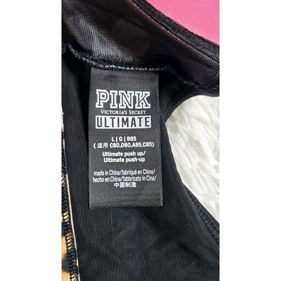 Victoria's Secret PINK Ultimate Push-Up Polka Dot Racerback Zip Bra Size Large - Picture 8 of 9